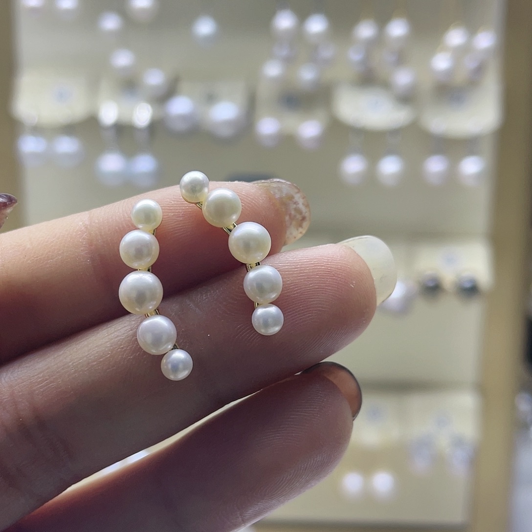 淡水珍珠耳饰银S925镶嵌