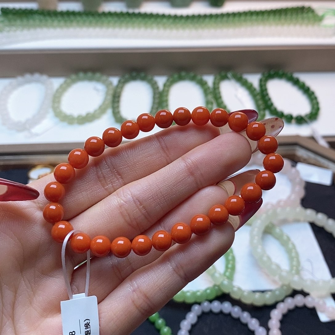 南红玛瑙手链未镶嵌南红卡七