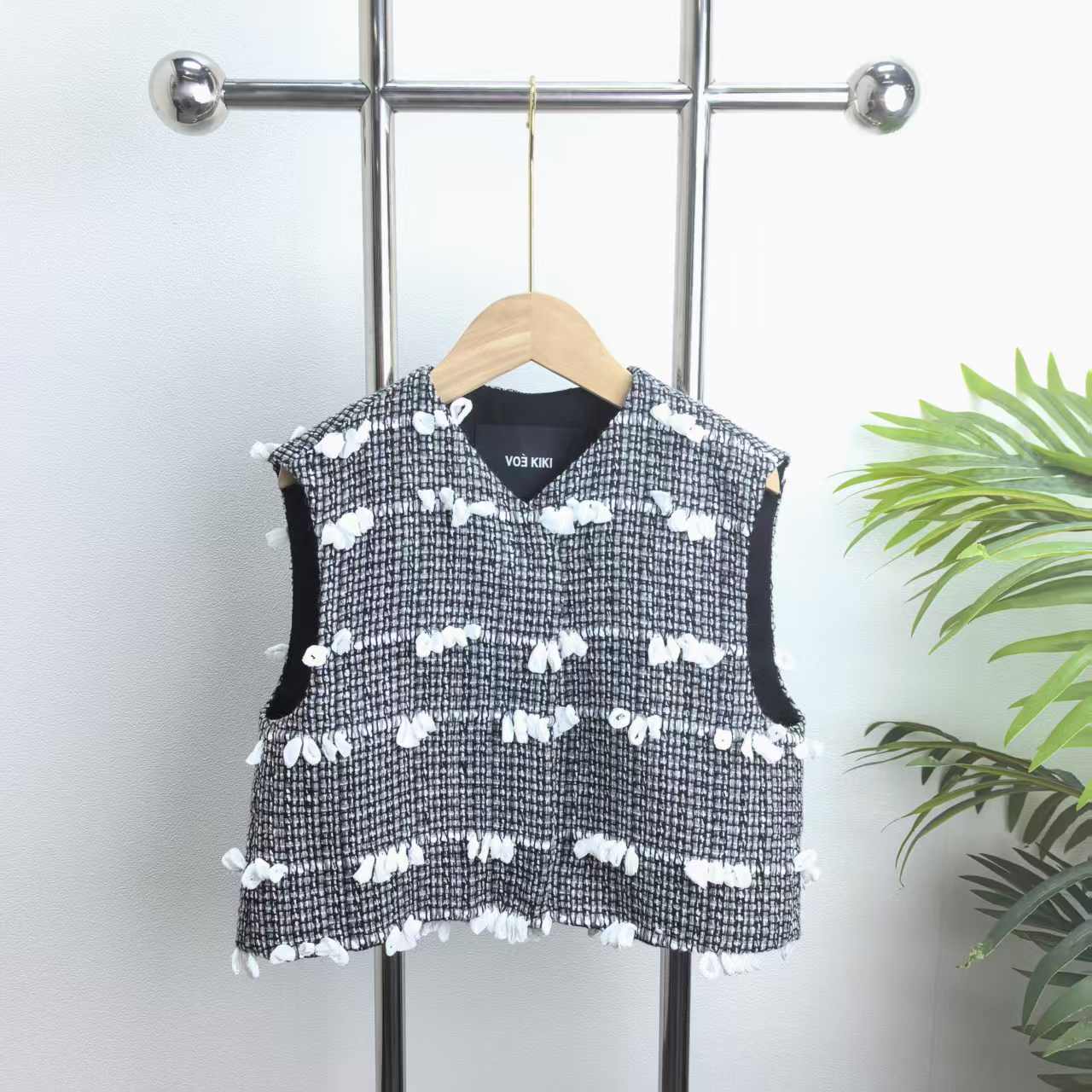 【8471】黑白格马甲B1-22