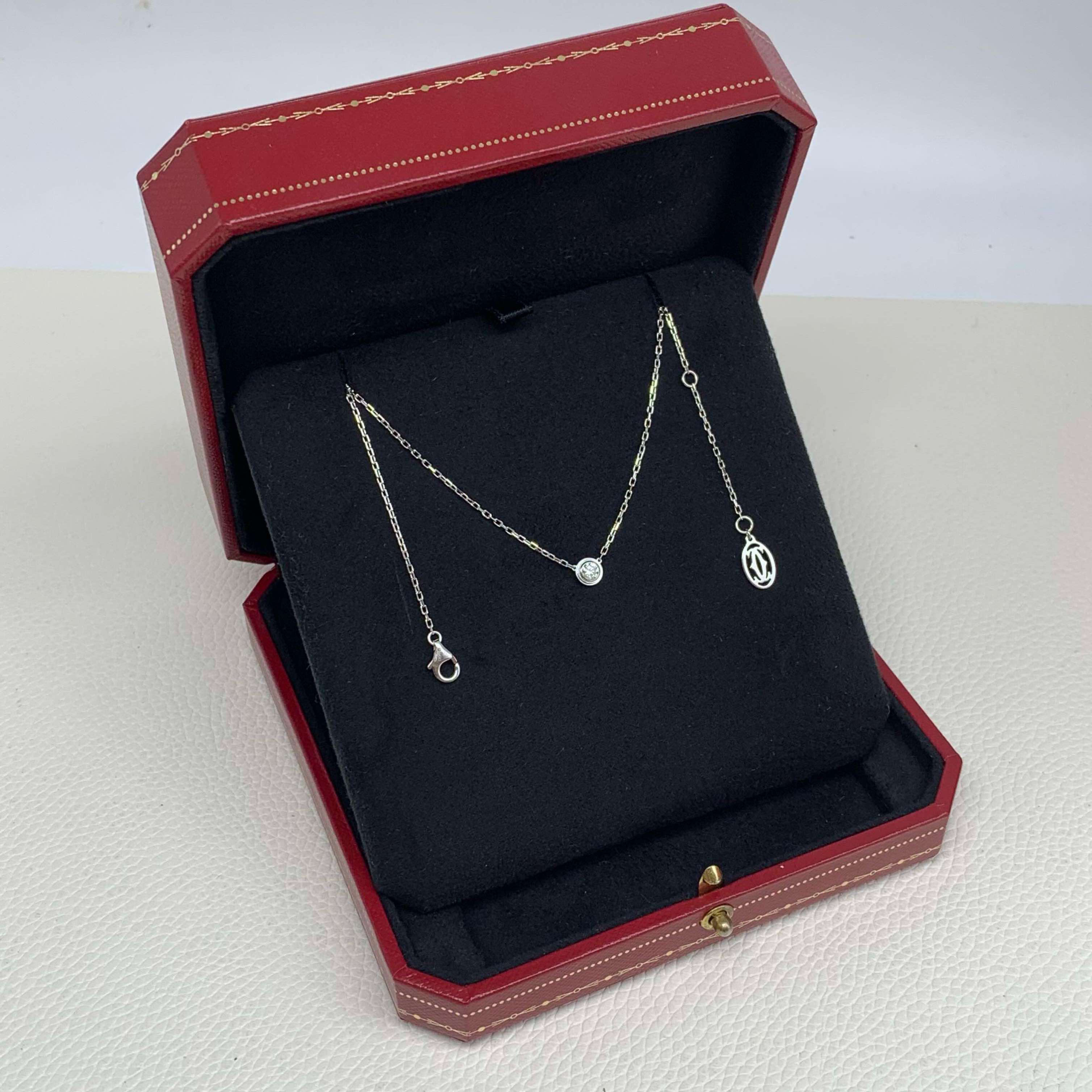 99新 Cartier/卡地亚 d’Amour 系列 18分钻 飞碟 18K白金 项链