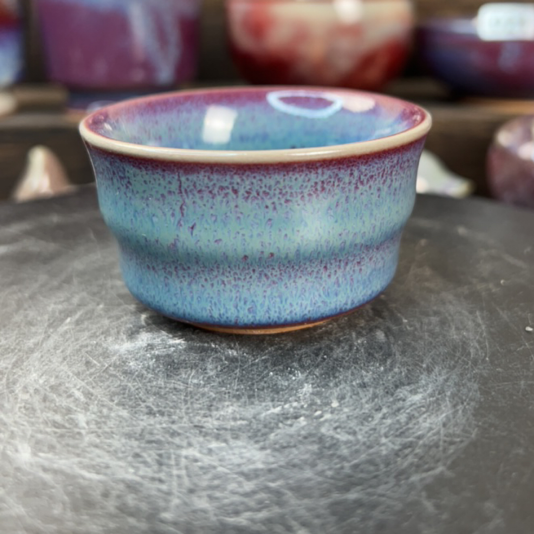 手工中式钧瓷竹节主人杯天青釉品茗小克杯蓝釉陶瓷