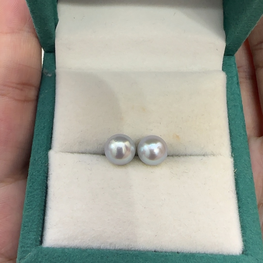 银S925镶嵌海水珍珠耳钉