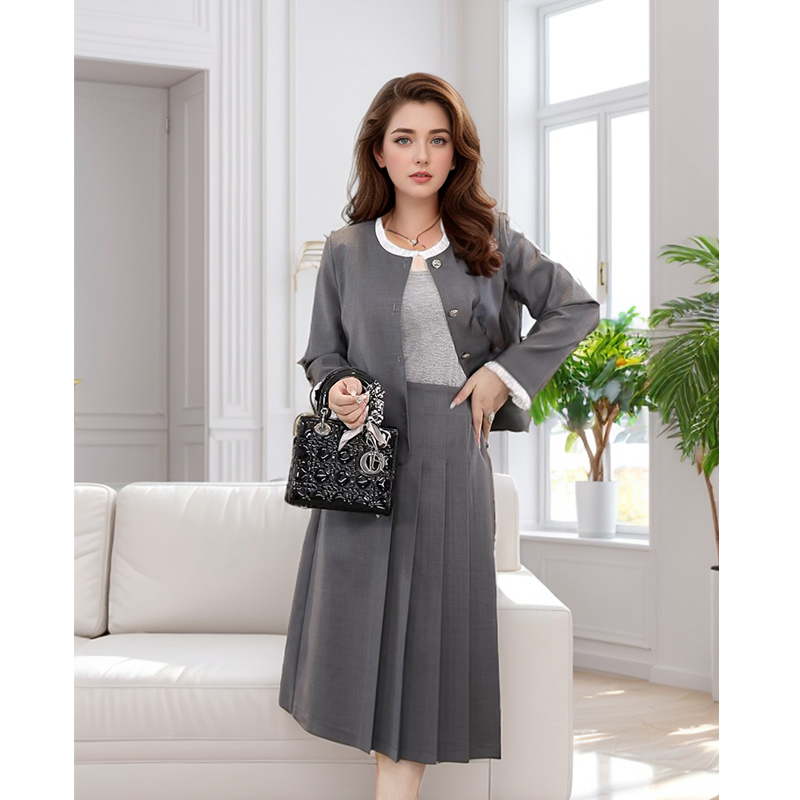 奢姿【复古女孩】大码女装2025春季气质两件套胖妹妹时尚简约套装