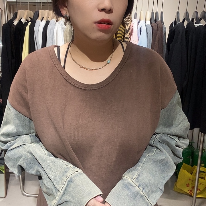 ****沫拼接卫衣欧洲站一件