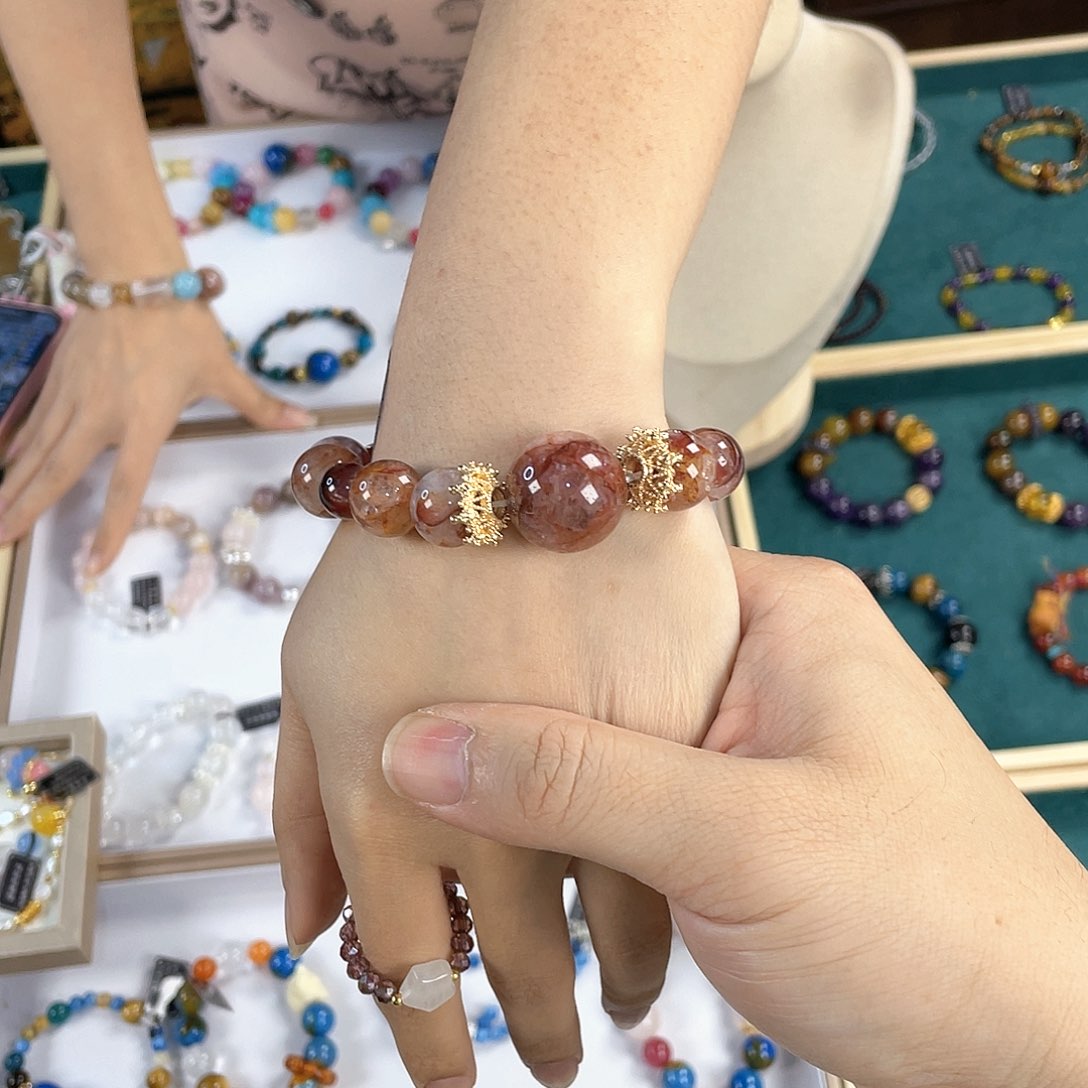 水晶手链银S925镀金镶嵌