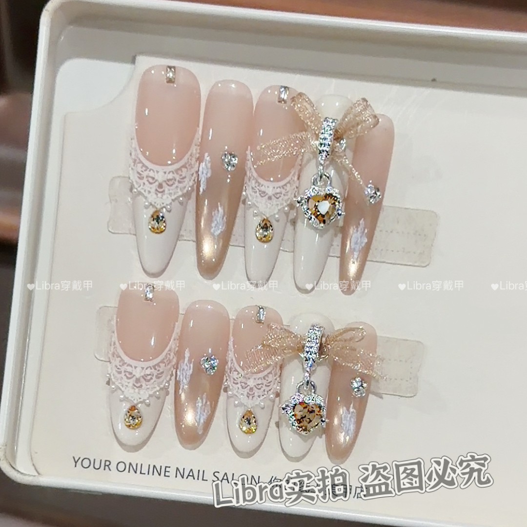 【初雪梦境】纯手工穿戴甲猫眼美甲贴片可拆卸指甲贴片10片装