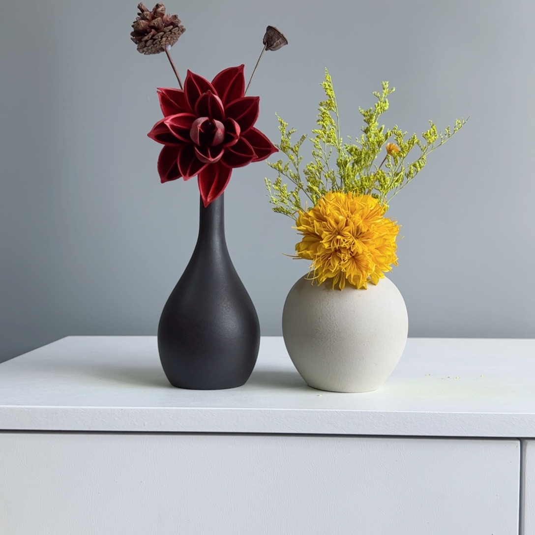 摆件陶瓷小花瓶摆件含花总高约20-30cm
