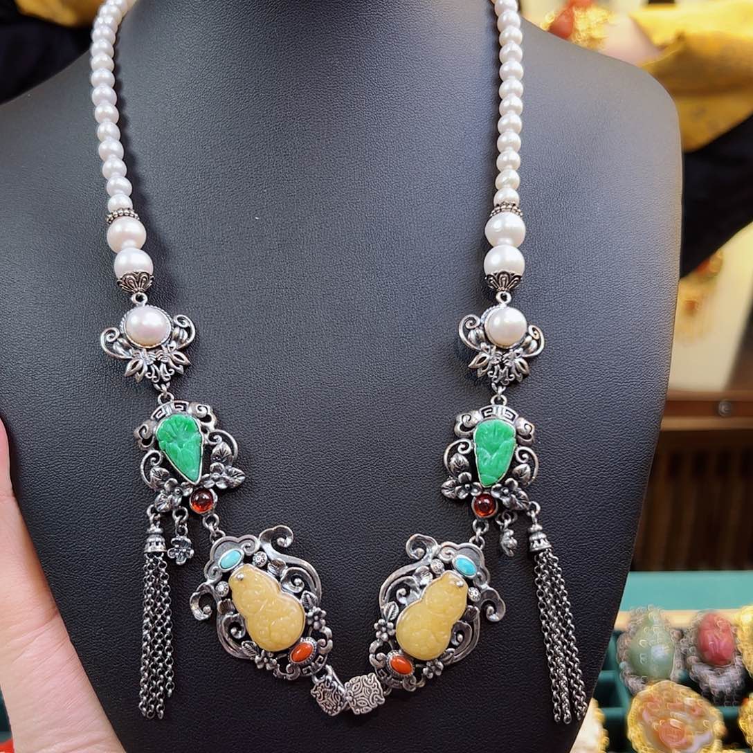 翡翠项链银S925镶嵌项链