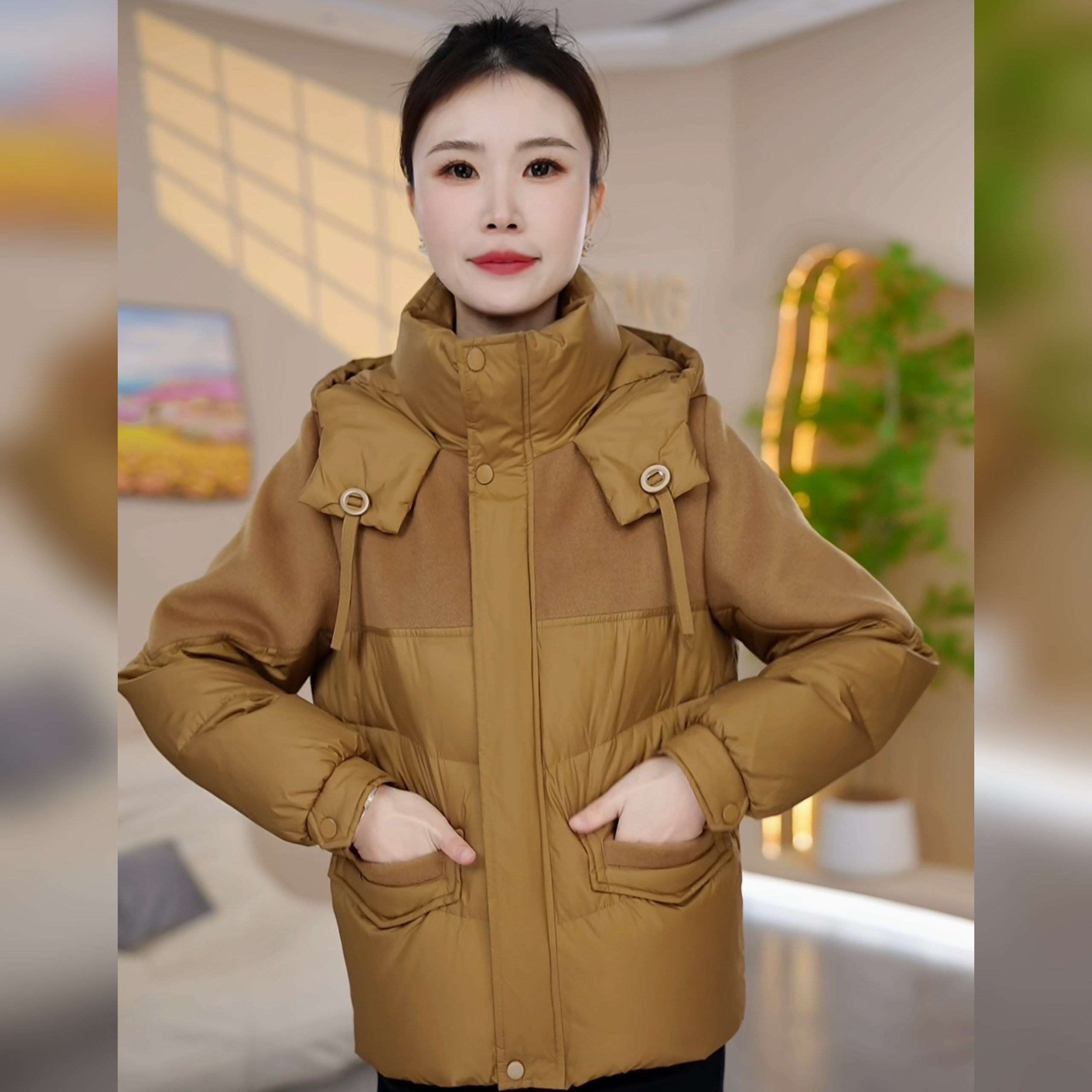 冬季新款2025年短款女士韩版时尚蓬松款上衣女冬季长袖外套羽绒服