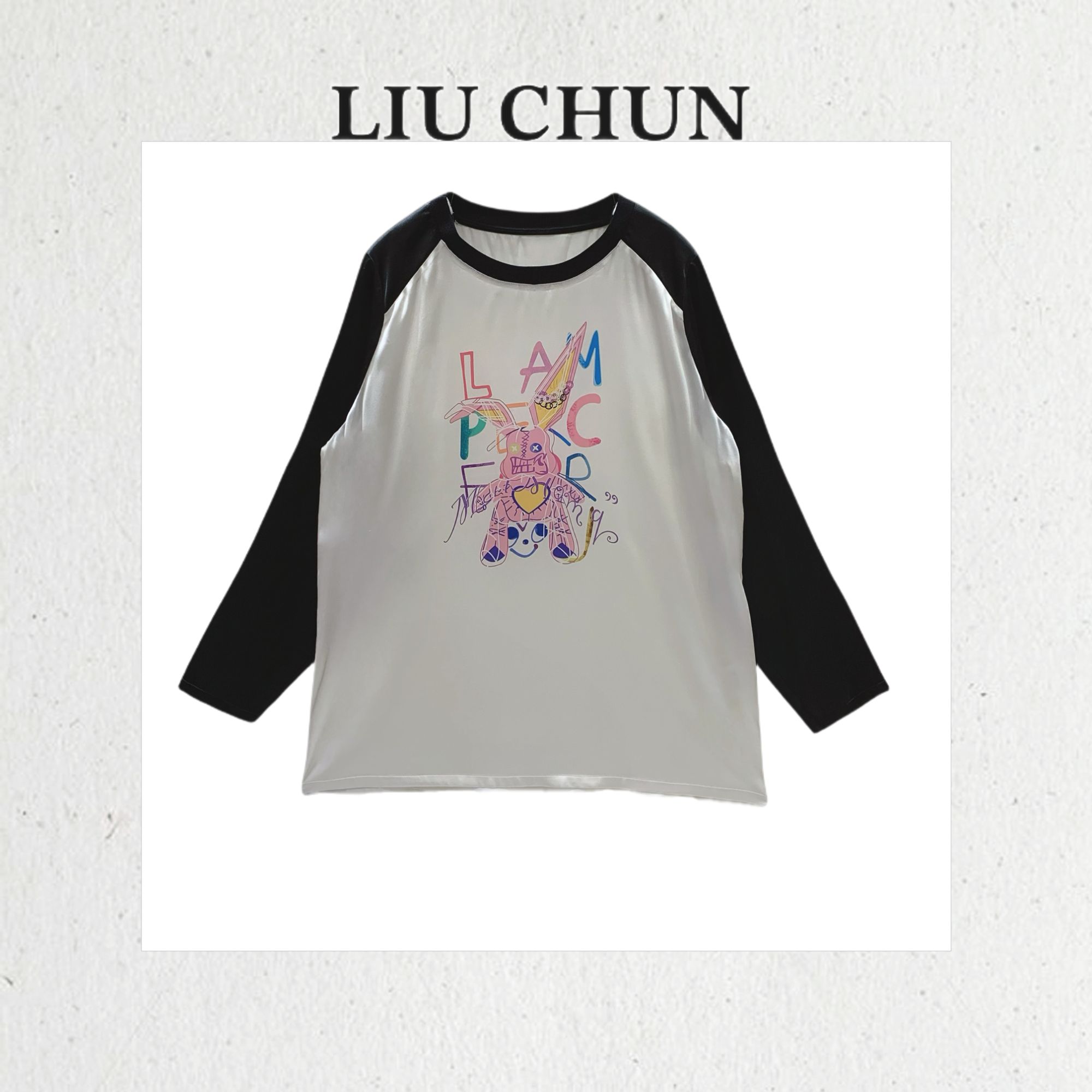 【涂鸦布偶兔上衣】CHUN家“弹力缎”