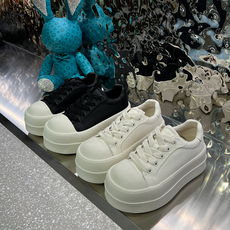 2025新款韩版板鞋女时尚百搭春季厚底系带低帮轻便运动休闲鞋1-66