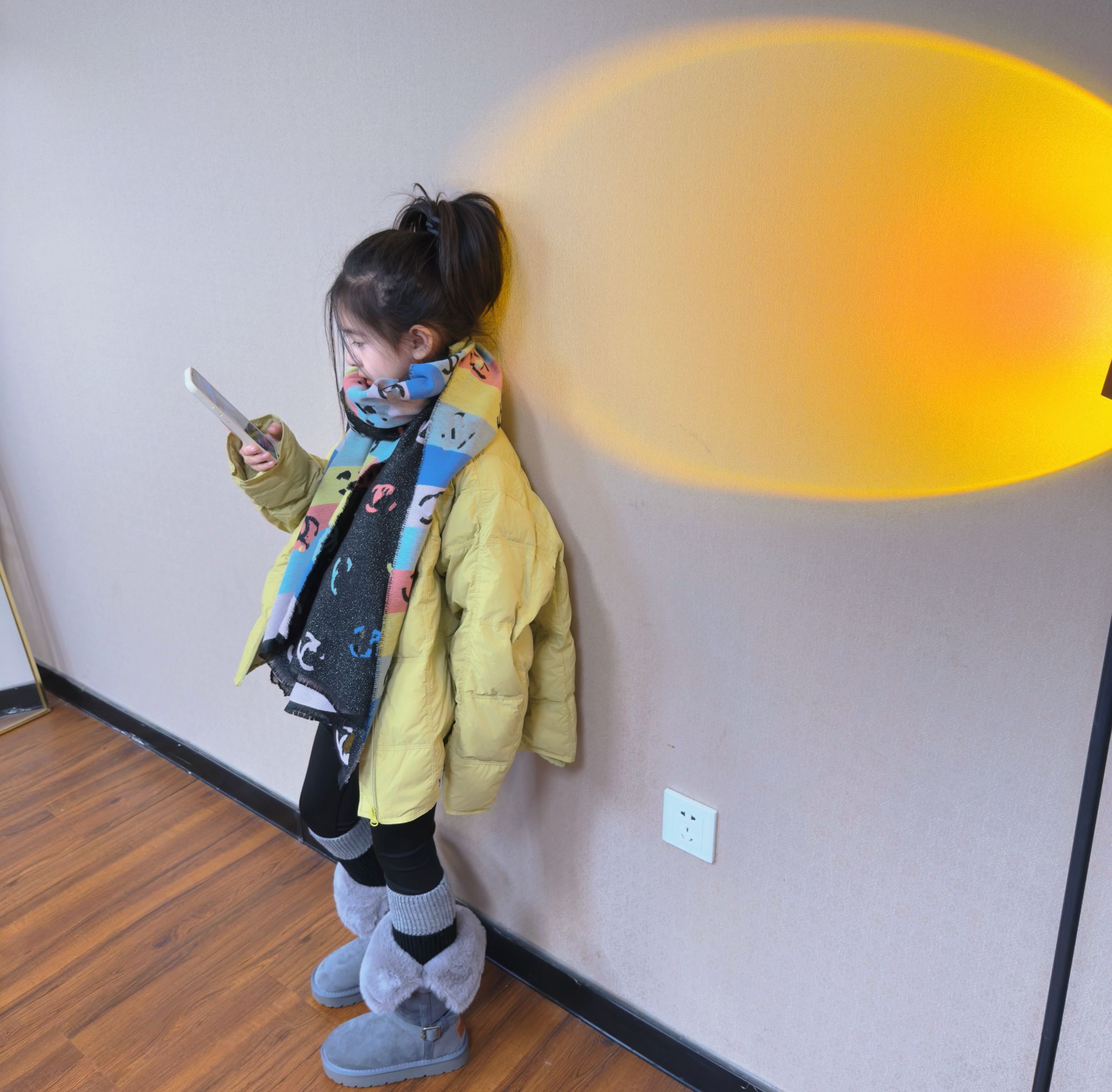 清小柔童装三色中长款羽绒服外套