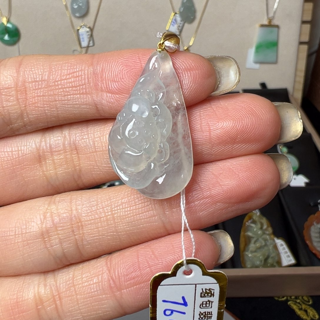 翡翠颈饰18K金镶嵌翡翠挂件金镶嵌1