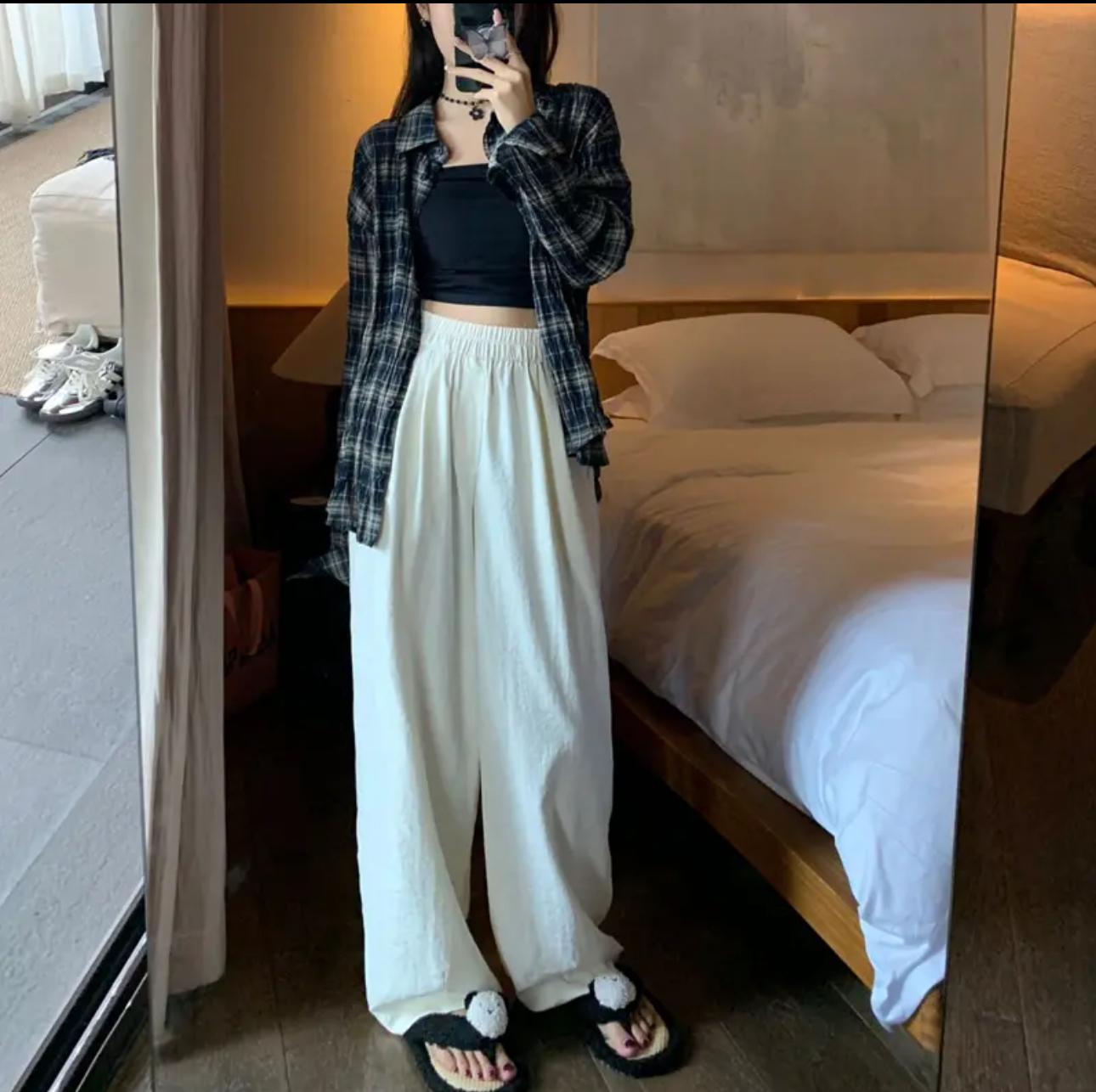 【晓1】2025夏季新款奶皮山本裤高腰肌理垂感慵懒风显瘦休闲阔腿裤
