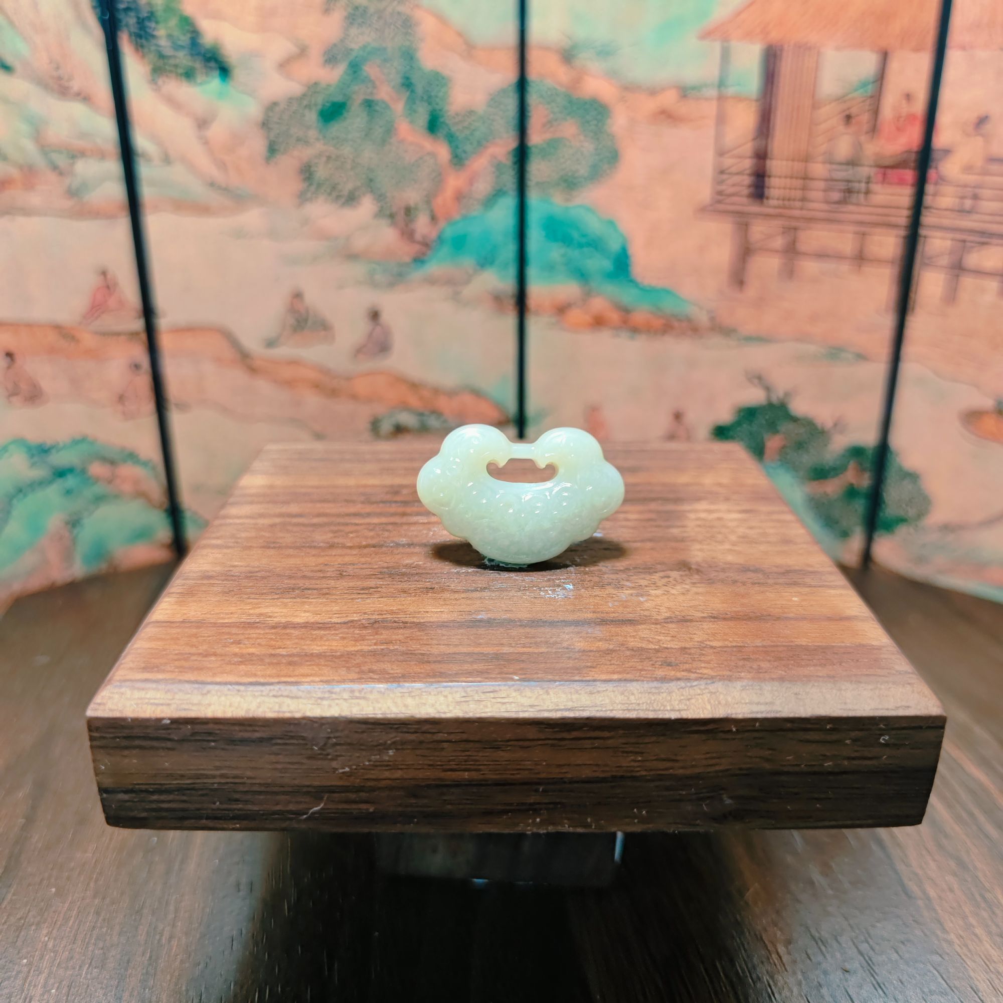 Q和田玉平安锁吊坠3642