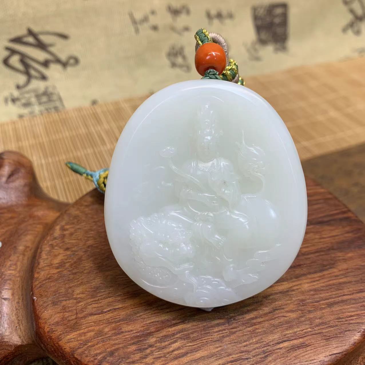 和田玉文殊菩萨吊坠、简约经典款、701081#顺丰包邮  
