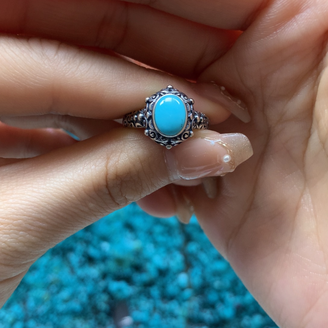 绿松石戒指银S925镶嵌