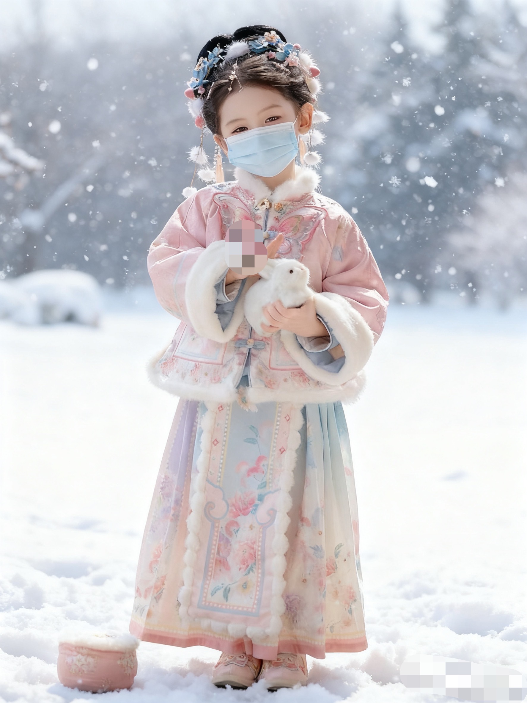 女童高端2025超仙汉服冬季新款加厚裙子拜年服