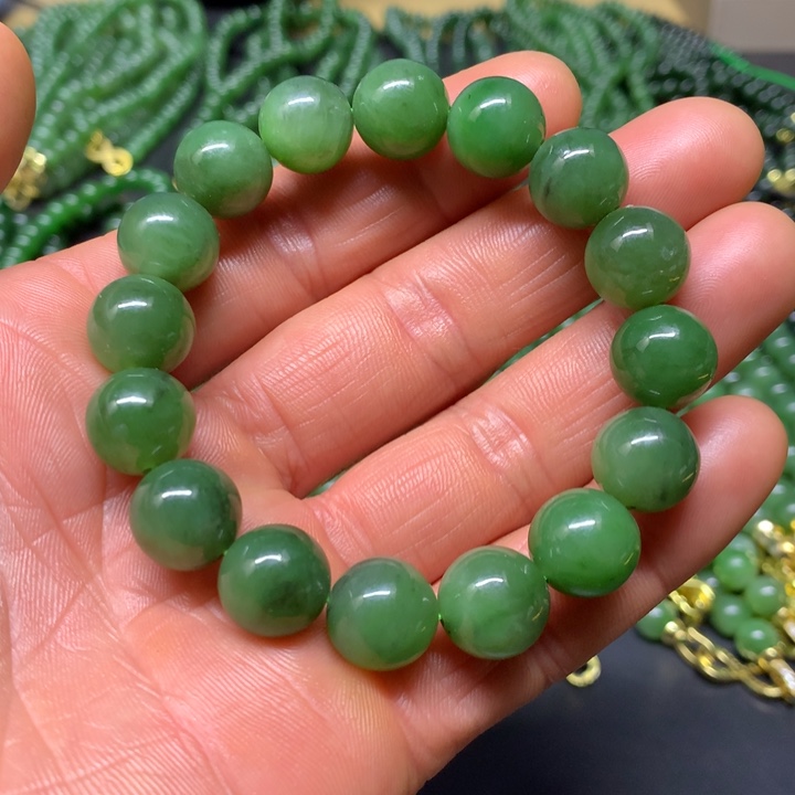 和田玉（碧玉）手串未镶嵌12.8mm