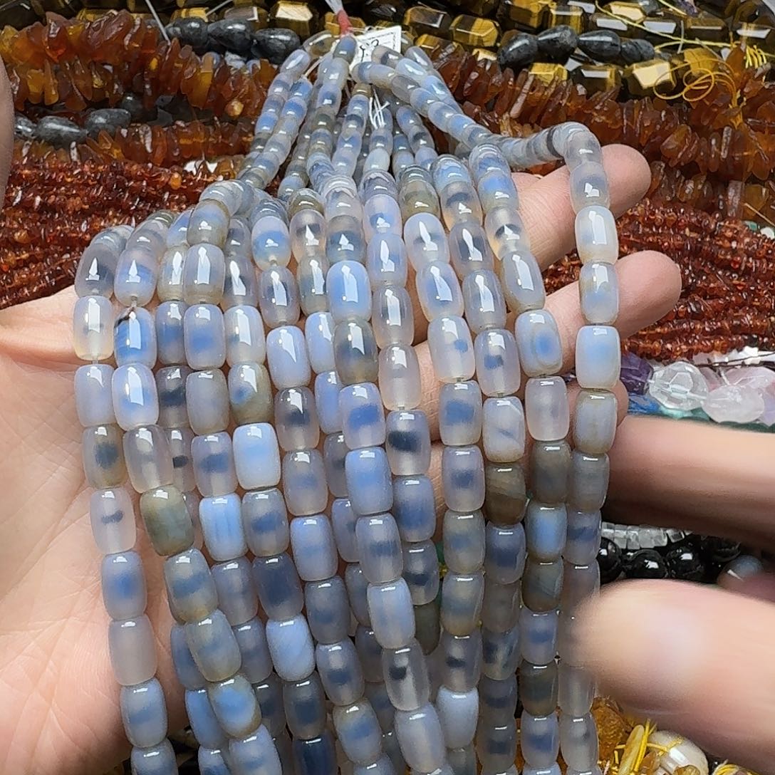 玛瑙/玉髓合金珠宝半成品福利一条8x11m糖心玛瑙桶珠
