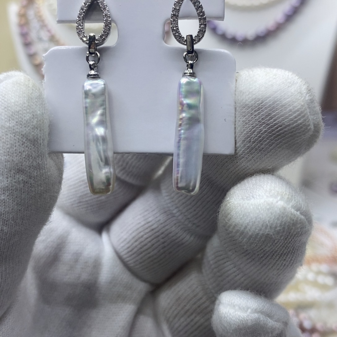 淡水珍珠耳坠银S925镶嵌