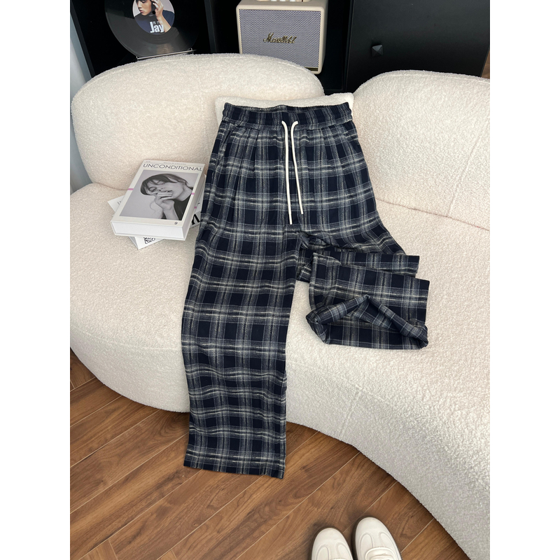 秋冬星球加绒直筒阔腿裤通勤显瘦休闲厚款长裤GK-748