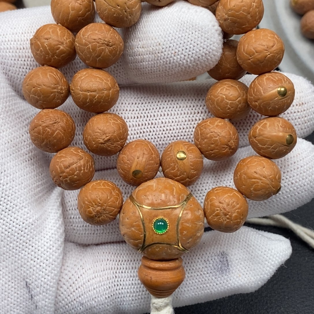 手串凤眼菩提飞碟桩镶嵌铜钉11.5mm27颗