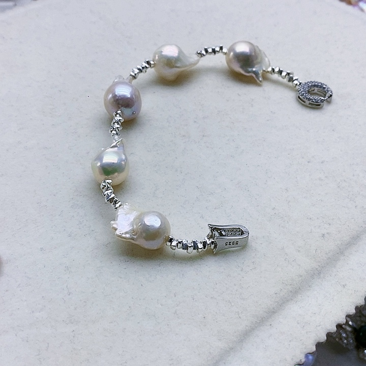 银S925镶嵌淡水珍珠耳饰