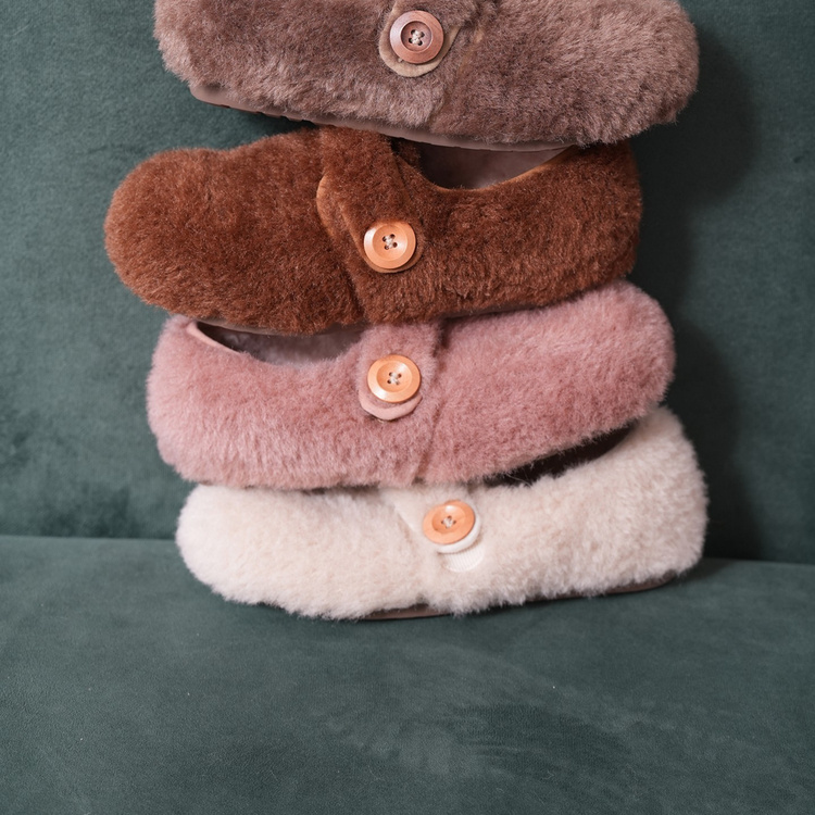暮四 秋冬新款可爱大头泡芙面包鞋百搭羊羔毛单鞋加绒保暖毛毛鞋