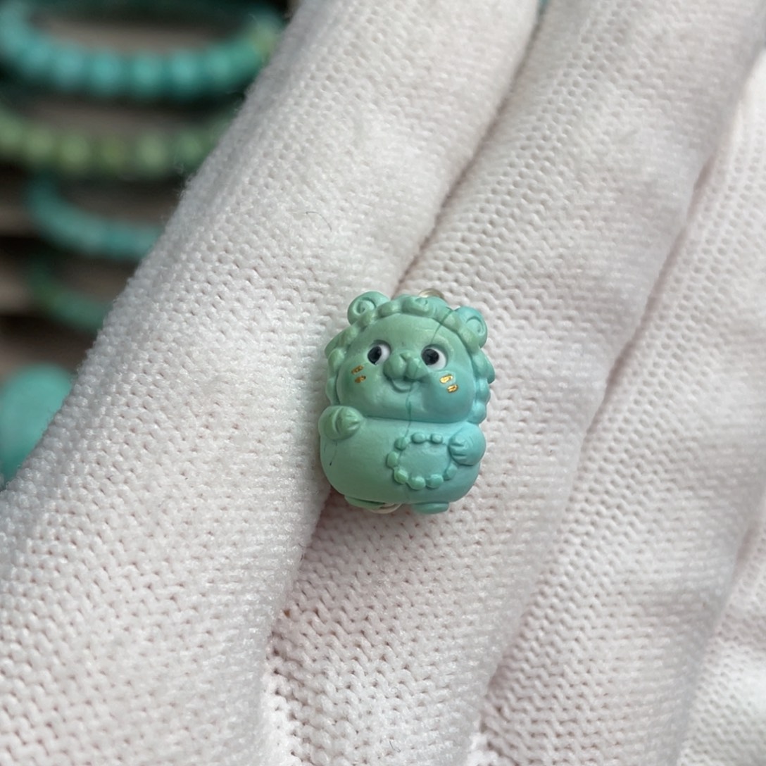 绿松石未镶嵌菜籽黄盘串小羊23