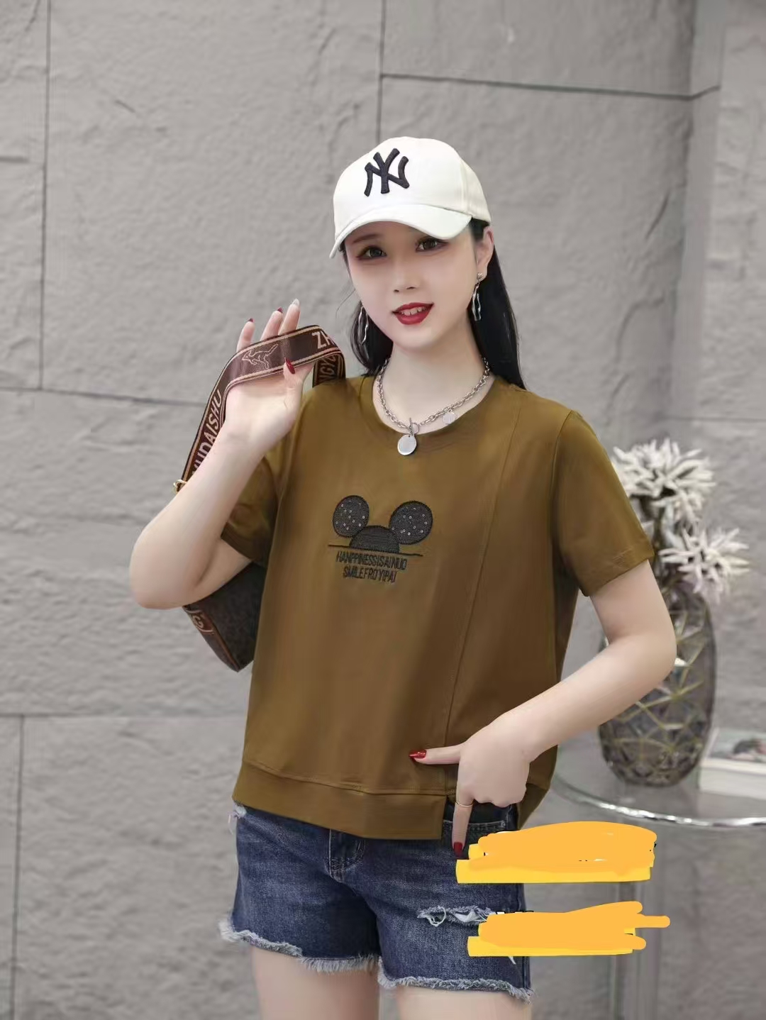 9816【衣长55】时尚短袖t恤女2025夏季新款刺绣百搭显瘦休闲上衣