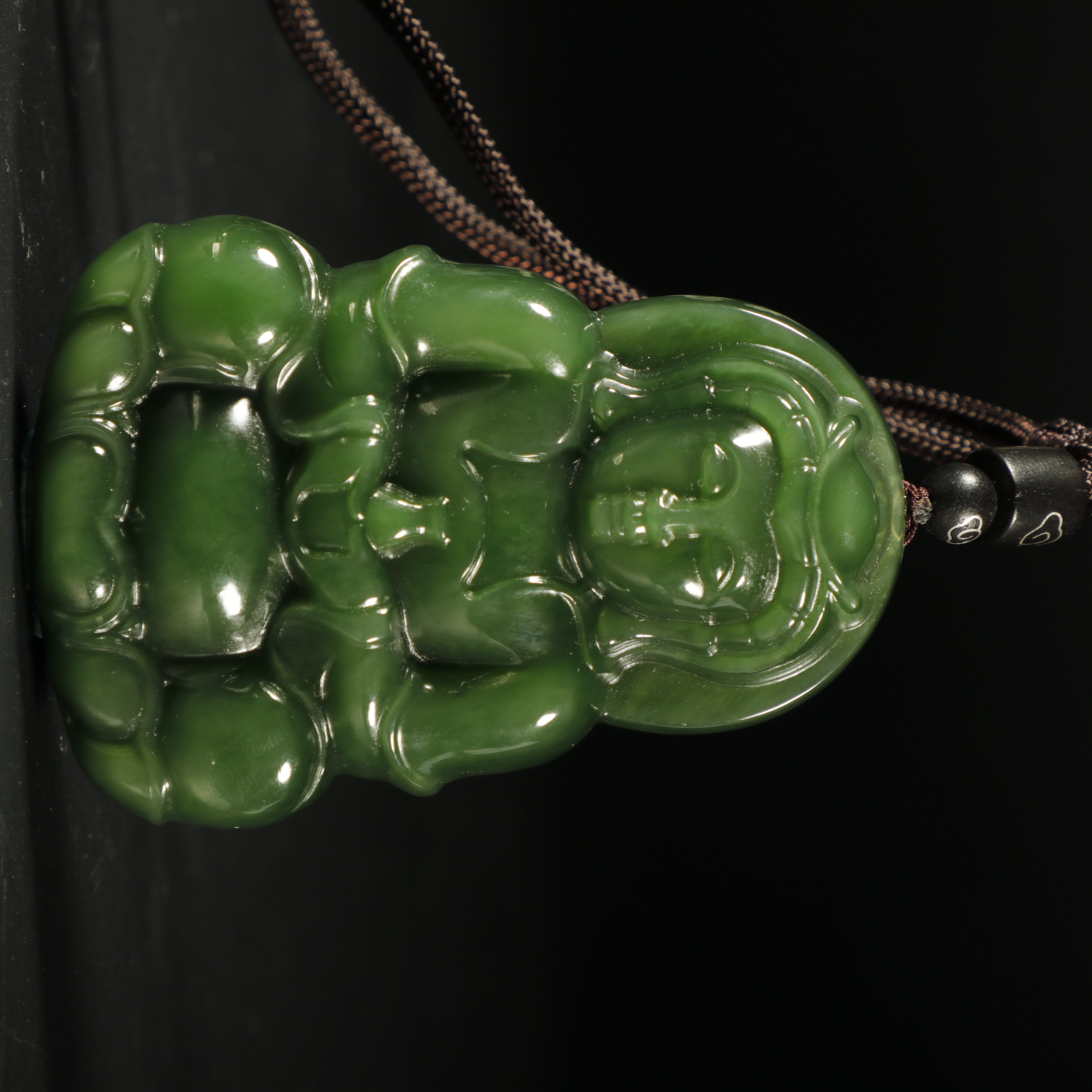 lot8828 和田玉碧玉莲花观音/云南典藏