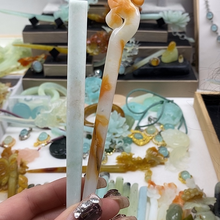 蛇纹石玉发饰合金
