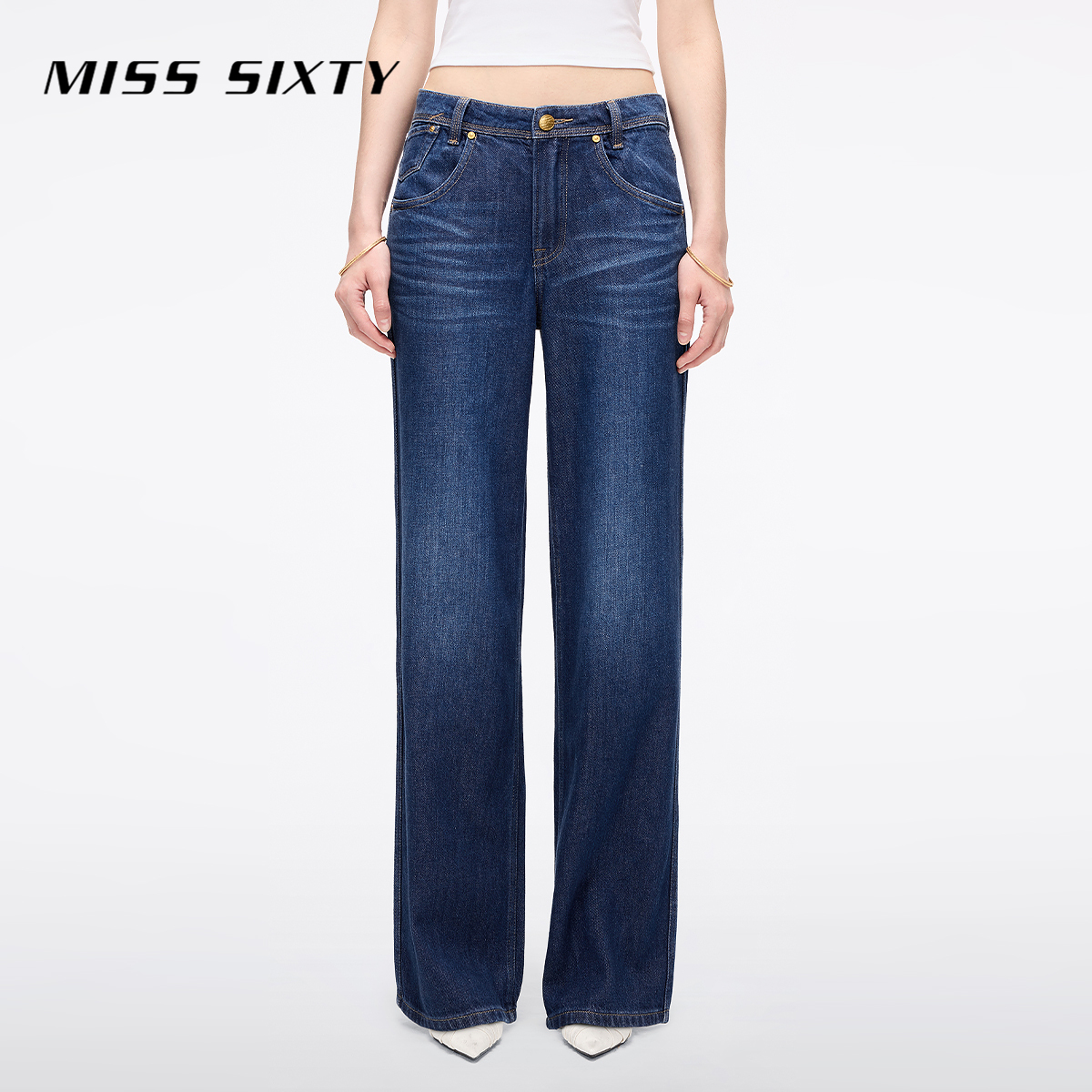 Miss Sixty2025夏季新款牛仔裤女复古丹宁风直筒裤百搭休闲
