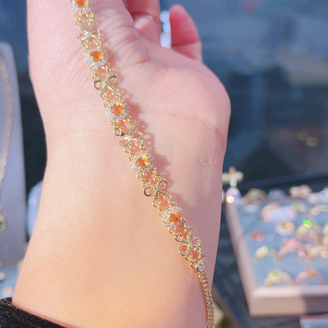 彩色蓝宝石手链银S925镶嵌