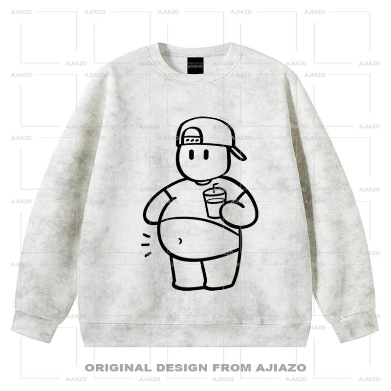 AJIAZO【快乐至上】扎染圆领卫衣 秋冬休松百搭上衣男女同款