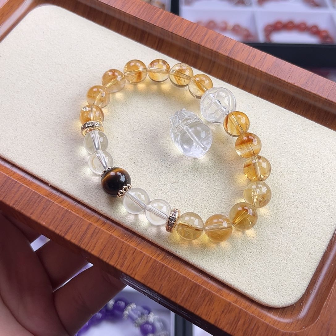 水晶手串未镶嵌黄塔晶 9mm