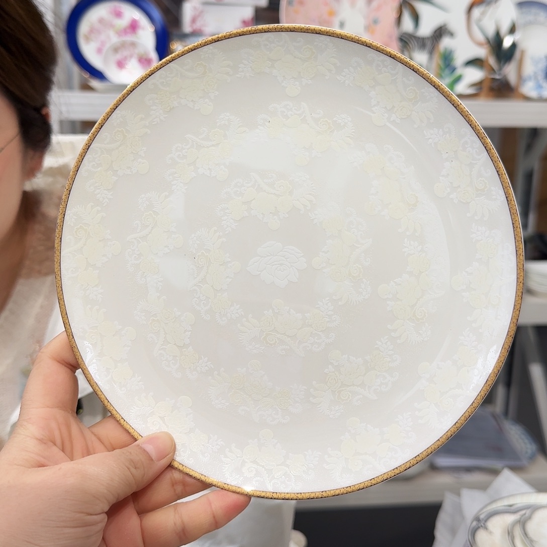 骨瓷高骨瓷8英寸月光盘20cm一个外贸骨瓷