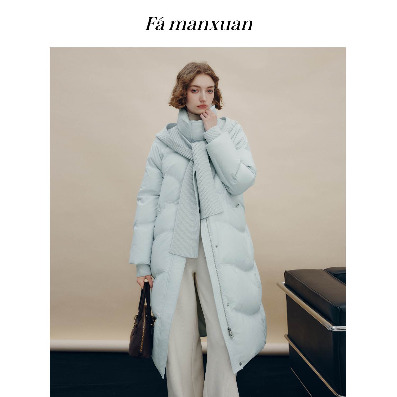 【诗语专属】法曼萱奶油泡芙可拆卸连帽围巾羽绒服冬季外套YR1136