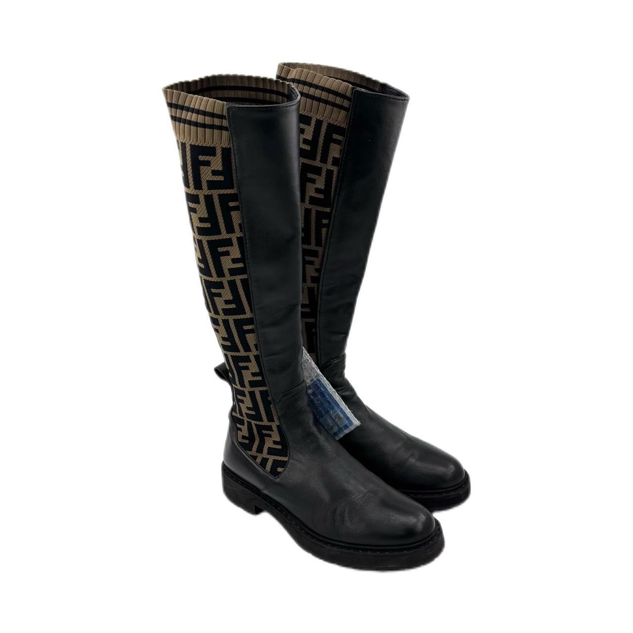 95新 FENDI/芬迪 芬迪/37码/针织满印长筒靴/TT0612