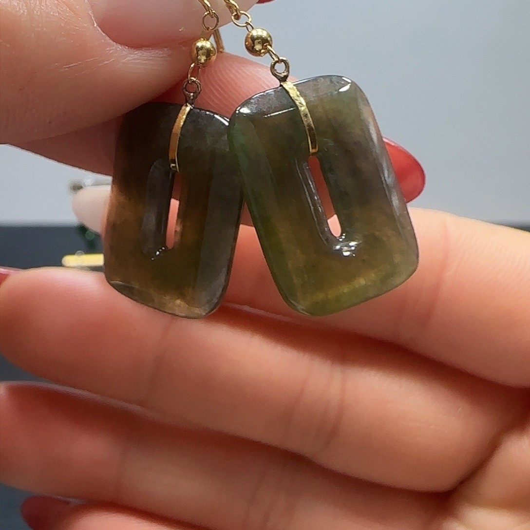 翡翠耳饰18K金镶嵌耳饰