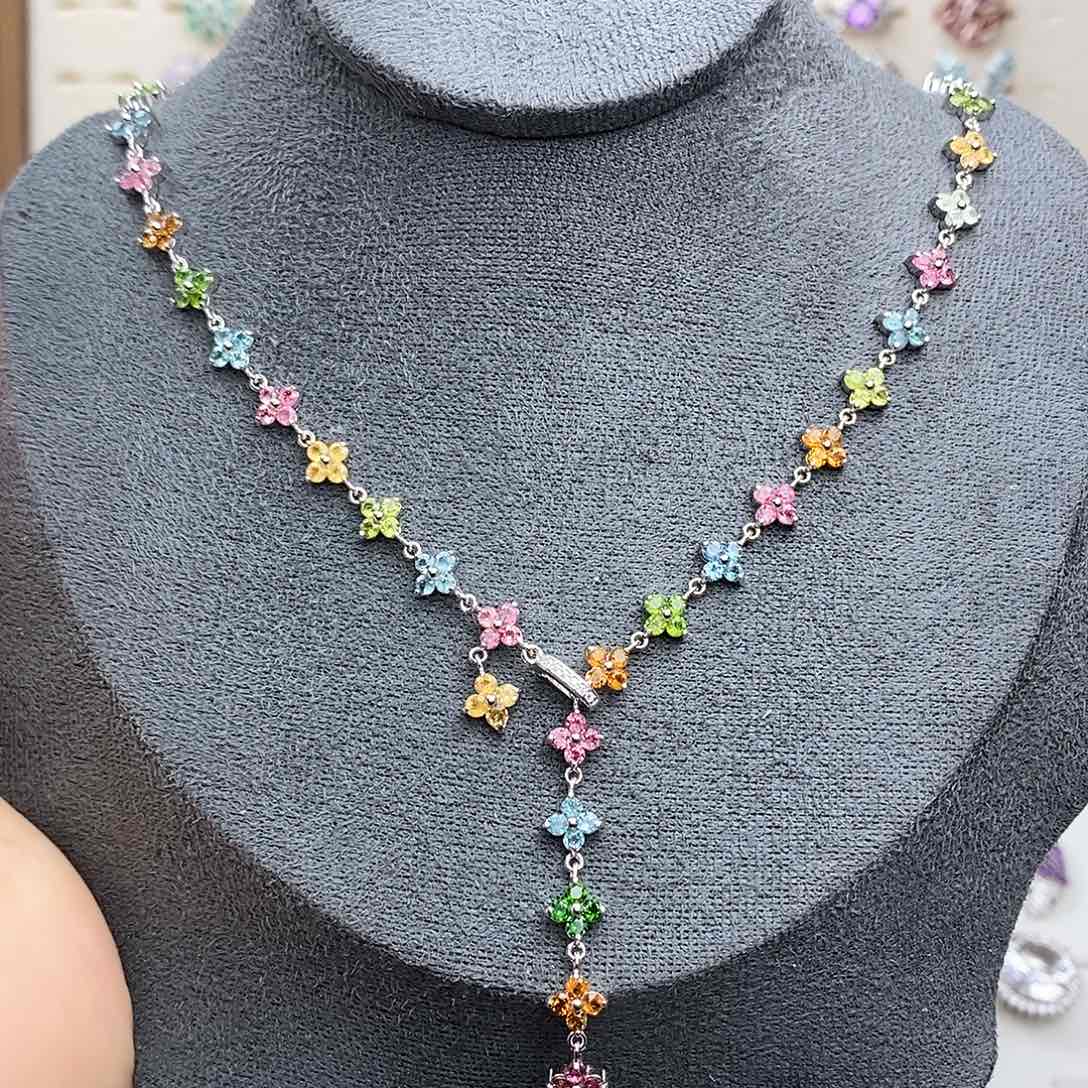 套链银S925镶嵌碧玺一物一证