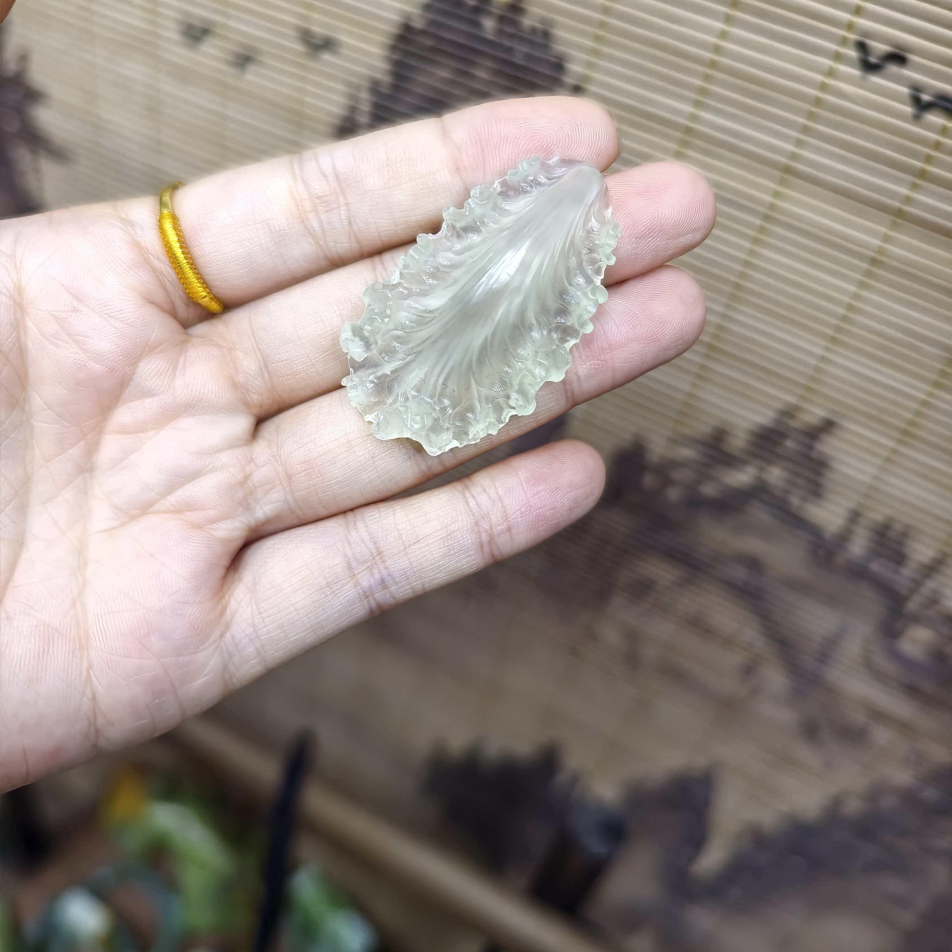 纯天然岫玉纯手工高冰吊坠生财有道