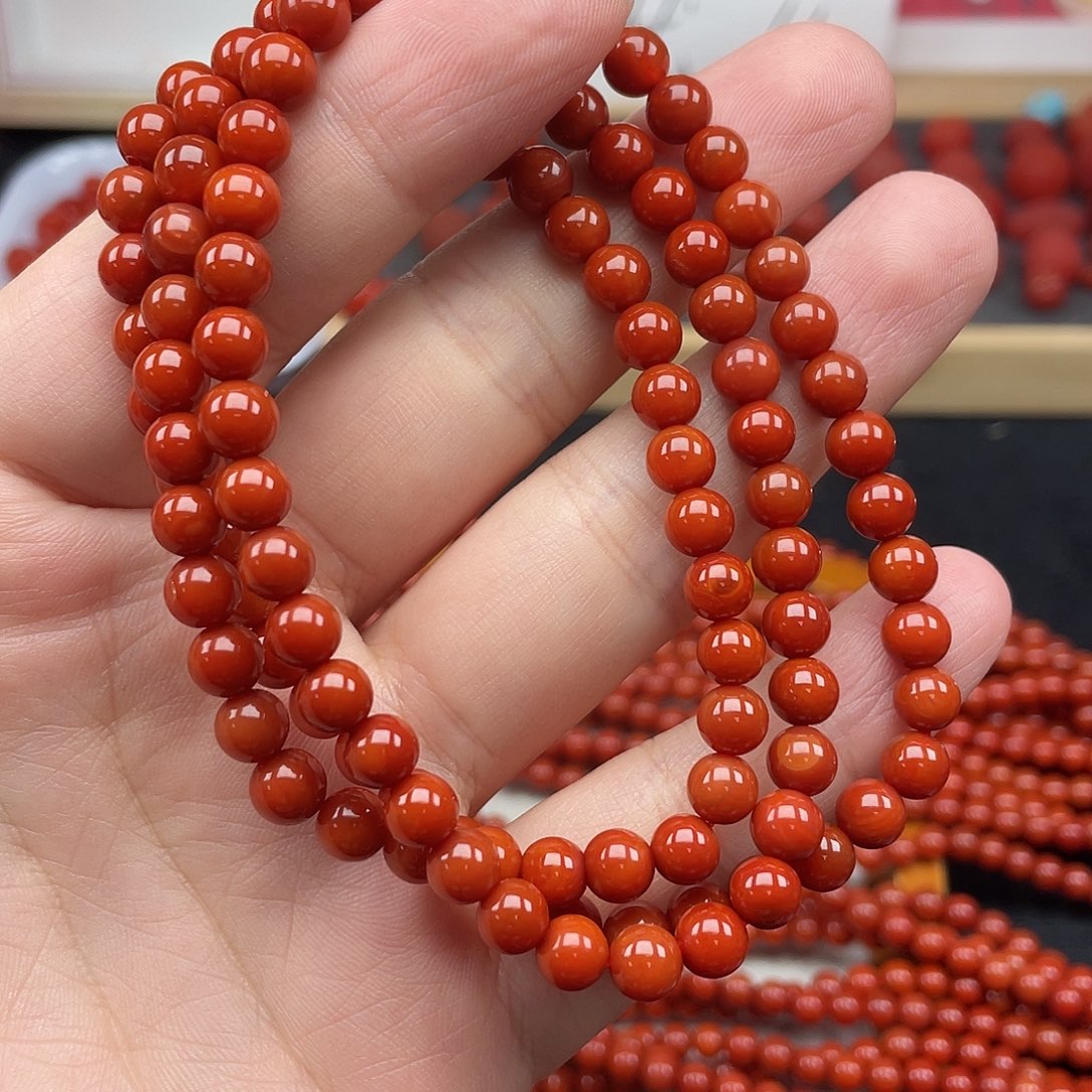 南红玛瑙11号瓦西柿子红卡6长链未镶嵌