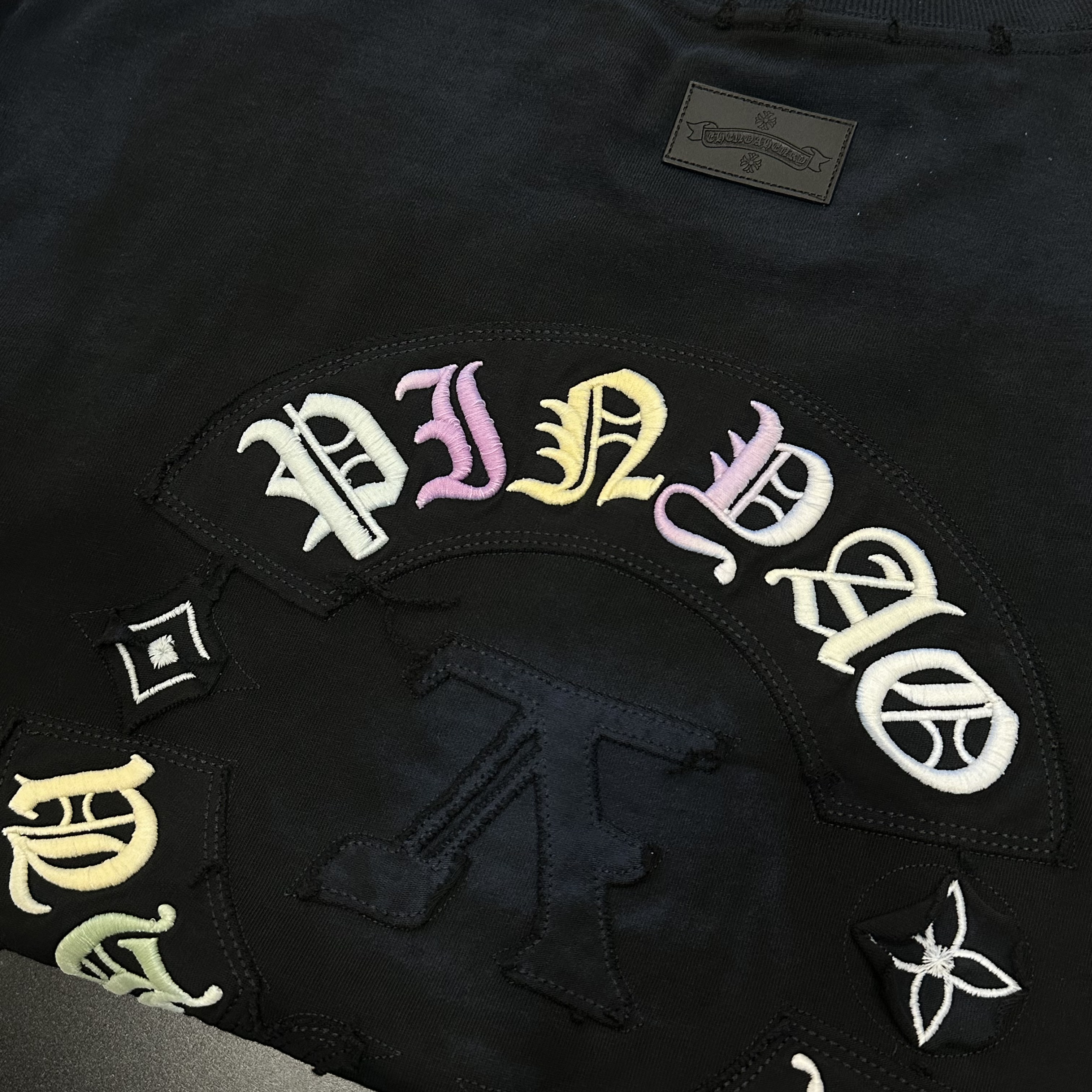 【彩色刺绣紫外线】潮流十字情侣同款纯棉休闲百搭短袖【80901】