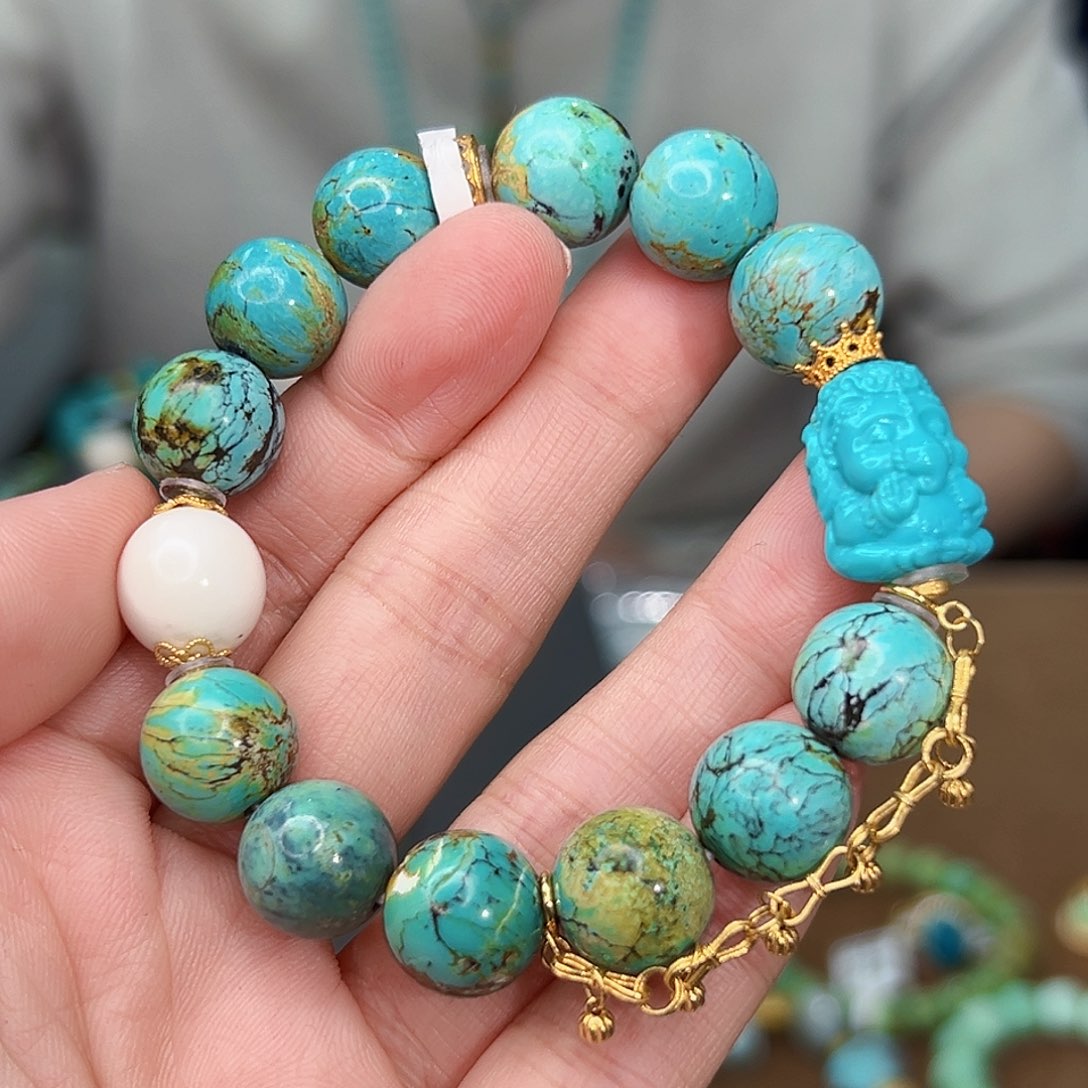 绿松石珠宝奇石18K金镶嵌