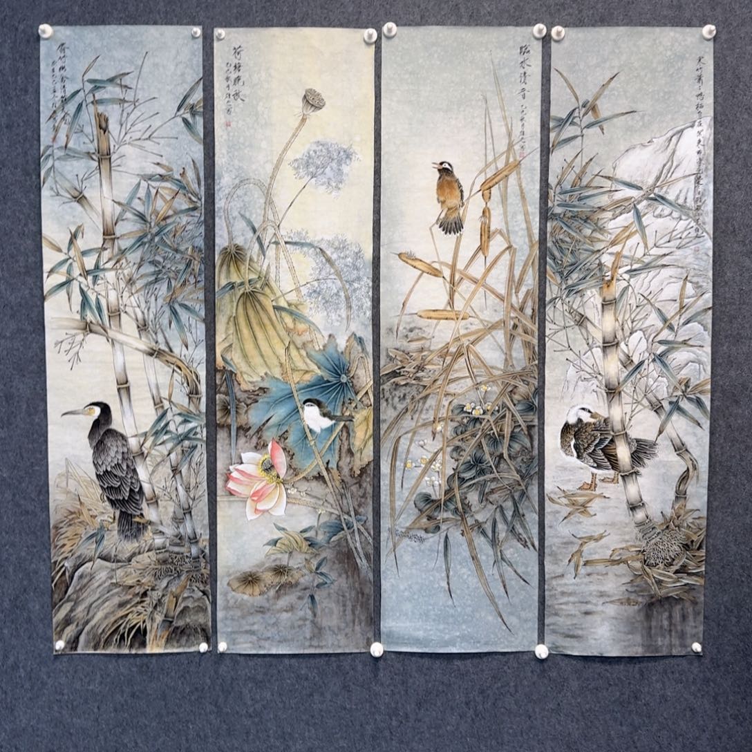 国画纯手绘山水花鸟