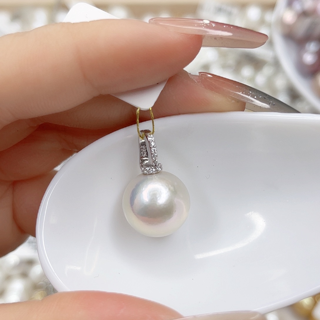 淡水珍珠银S925镶嵌吊坠(不含链)