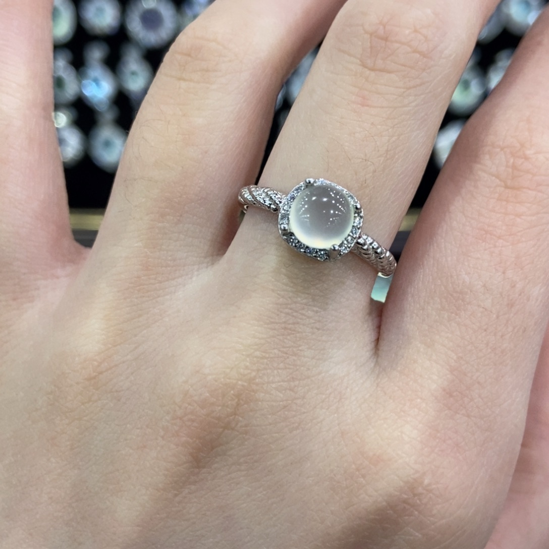 蛇纹石玉银S925镶嵌戒指