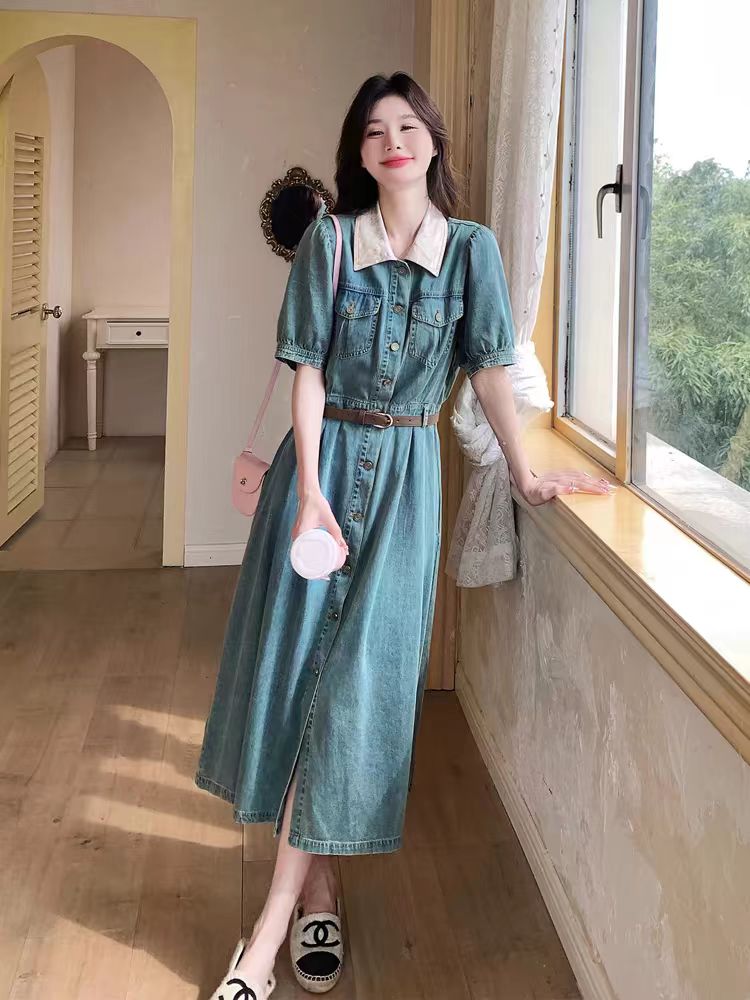 牛仔连衣裙过款链接，默认瑕疵，电商退货，不退不换